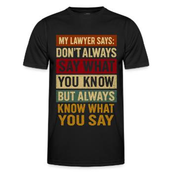 T-shirt de citation de motivation de conseils juridiques - T-shirt sport Homme - noir - Devant - AI Model Male 178 dark (178cm)