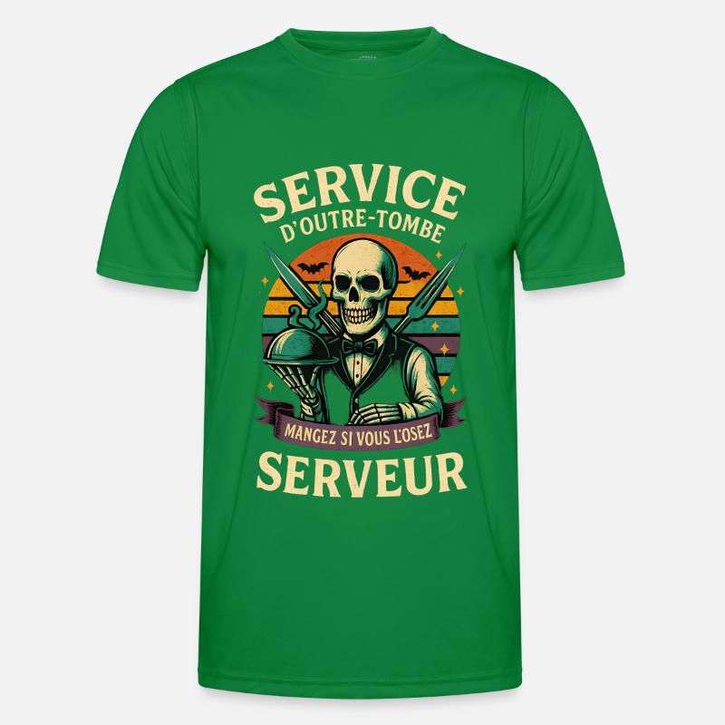 Restaurant Server - Halloween Skeleton Men's Functional T-Shirt