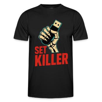 Set Killer – DJ Power - T-shirt sport Homme - noir - Devant - AI Model Male 178 dark (178cm)