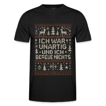 Ugly Christmas I Was Naughty - Men's Functional T-Shirt - black - Front - AI Model Male 178 dark (178cm)