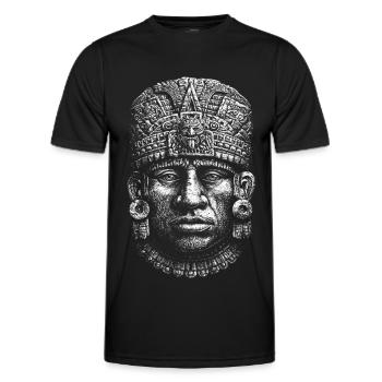 Viracocha Face – Mystical Andean Gods Motif - Men's Functional T-Shirt - black - Front - AI Model Male 178 dark (178cm)