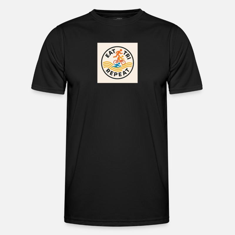 ESSEN SIE TRI REPEAT - Männer Funktions-T-Shirt - Schwarz