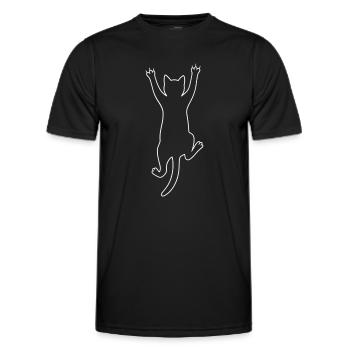 Climbing cat. - Men's Functional T-Shirt - black - Front - AI Model Male 178 dark (178cm)