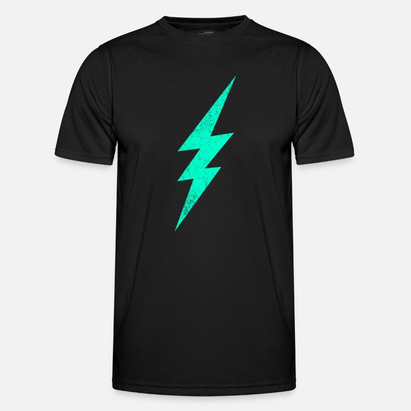 Electric flash graphic on trendy H interior - Men's Functional T-Shirt - black