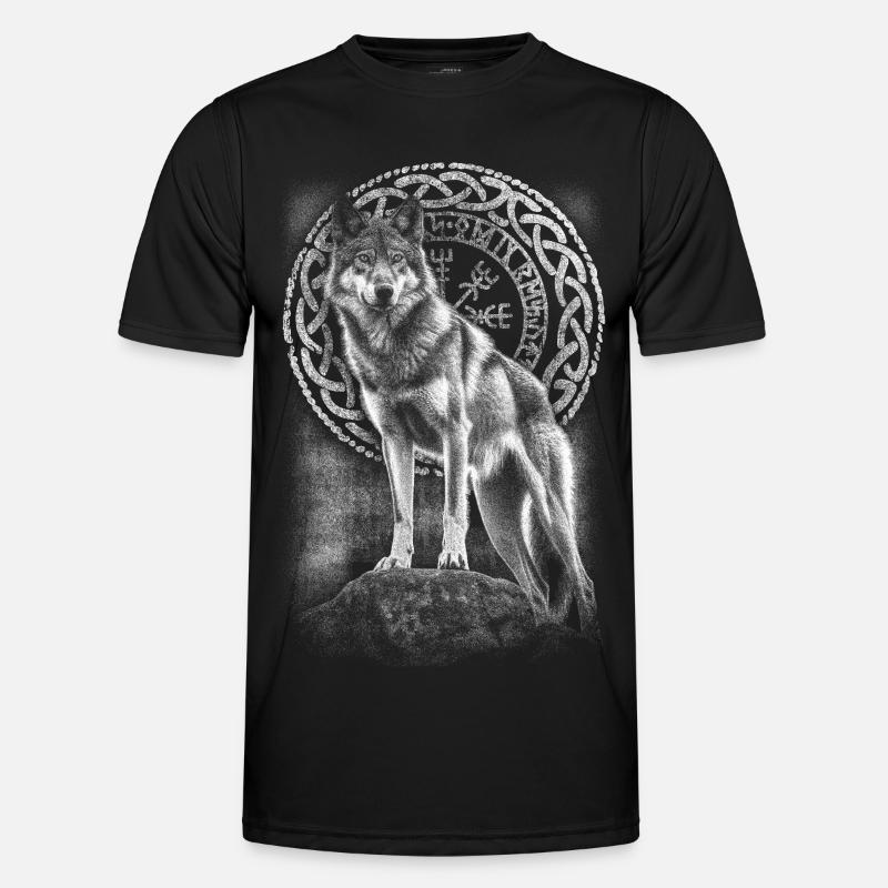 Wolf Vegvisir Rune - Men's Functional T-Shirt - black