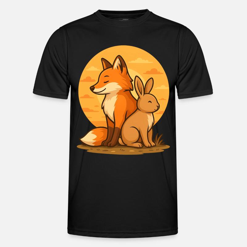Fox and Rabbit - Men's Functional T-Shirt - black