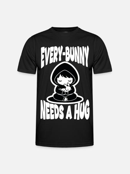 Rabbit Hug Every-Bunny Manga Cute - Men's Functional T-Shirt - black