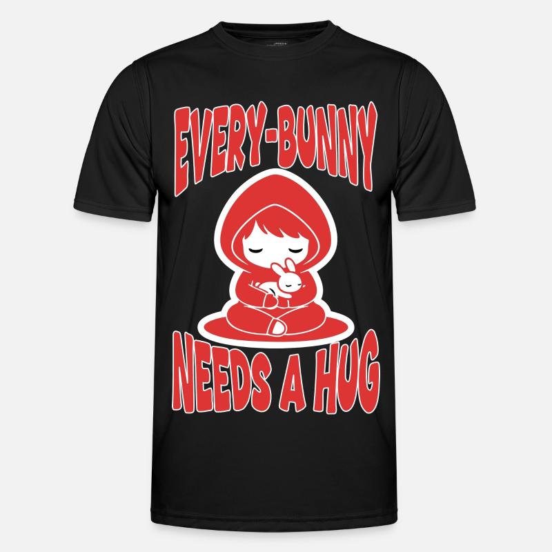 Rabbit Hug Every-Bunny Manga Cute - Men's Functional T-Shirt - black