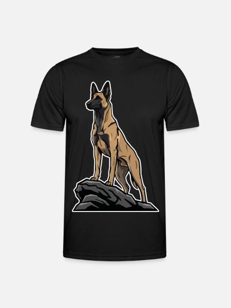 Belgisk schäfermalinois på klippporträtt - Funktions-T-shirt herr - svart