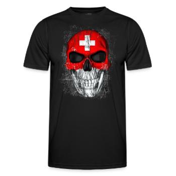 Crâne Suisse - T-shirt sport Homme - noir - Devant - AI Model Male 178 dark (178cm)