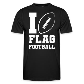 I love Flag Football Player Ball Team - Men's Functional T-Shirt - black - Front - AI Model Male 178 dark (178cm)