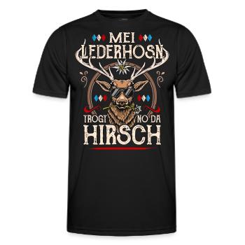 Trachtenshirt Herren Trachten T-Shirt Lederhose - Männer Funktions-T-Shirt - Schwarz - Vorne - AI Model Male 178 dark (178cm)