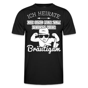 JGA Bräutigam T-Shirt Polterer Polterabend Poltern - Männer Funktions-T-Shirt - Schwarz - Vorne - AI Model Male 178 dark (178cm)