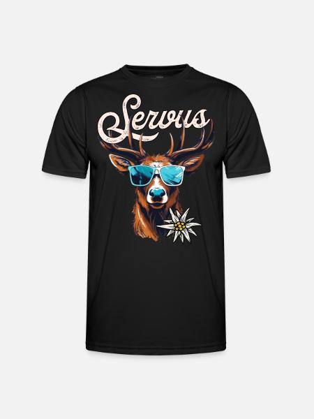 Trachtenshirt Herren Trachten T-Shirt bayrisch - Männer Funktions-T-Shirt - Schwarz