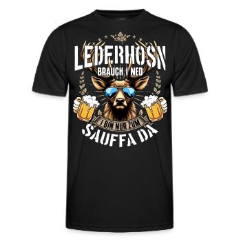 Trachtenshirt Herren Trachten T-Shirt Lederhose - Männer Funktions-T-Shirt - Schwarz - Vorne - AI Model Male 178 dark (178cm)