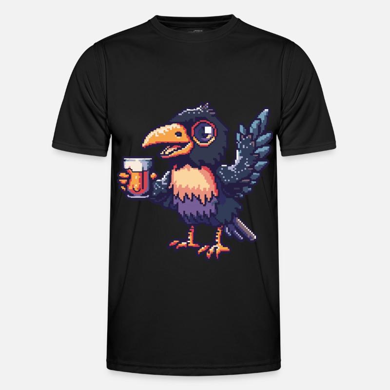 Raven Crow Pixel Beer - Men's Functional T-Shirt - black