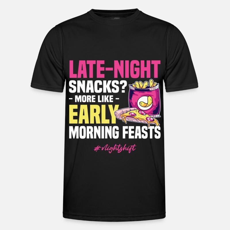 Nachtschicht Sprüche | Nachtarbeiter Geschenkidee - Männer Funktions-T-Shirt - Schwarz