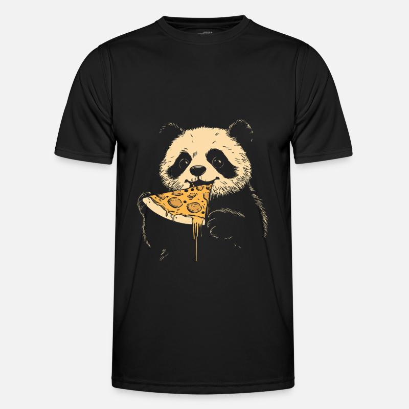 Panda eats pizza - Men's Functional T-Shirt - black