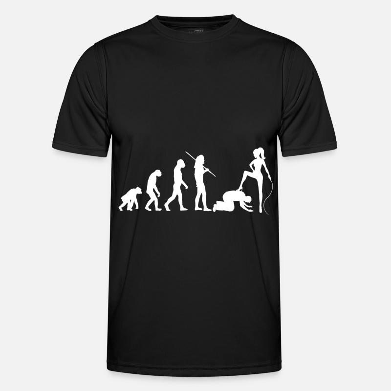 Evolution - Domina und Sklave - Männer Funktions-T-Shirt - Schwarz