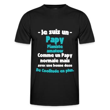 Papy Pianiste Amateur, Virtuose des Touches - T-shirt sport Homme - noir - Devant - AI Model Male 178 dark (178cm)