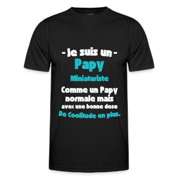 Papy Miniaturiste, Créateur de Mondes en Miniature - T-shirt sport Homme - noir - Devant - AI Model Male 178 dark (178cm)