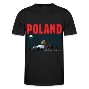 Pologne Varsovie - T-shirt sport Homme - noir - Devant - AI Model Male 178 dark (178cm)