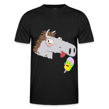 Pferdekopf Eiskrem Kinder Sommer Kind Pferd Pferde - Men's Functional T-Shirt - black - Front - AI Model Male 178 dark (178cm)