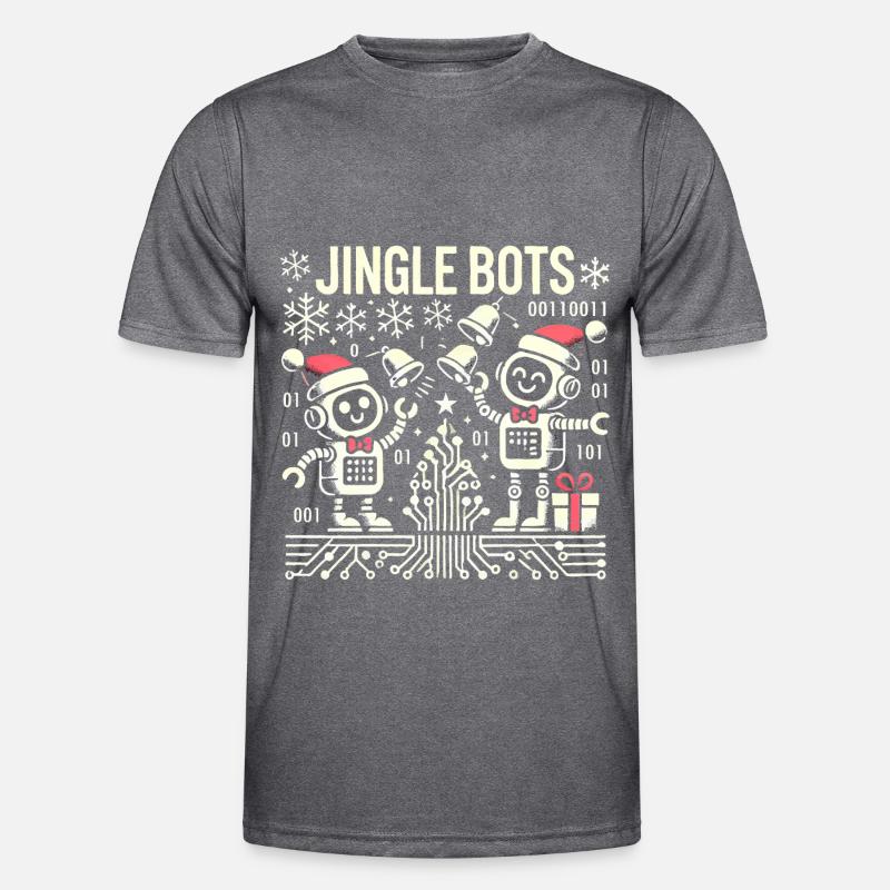 Jingle Bots - Weihnachtsroboter mit Binärcode Männer Funktions-T-Shirt