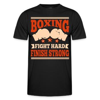 Boxing Fight Hard Finish Strong Boxing Gloves - Männer Funktions-T-Shirt - Schwarz - Vorne - AI Model Male 178 dark (178cm)