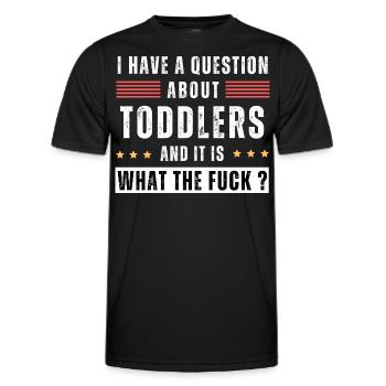 Question about toddlers. WTF? Funny saying child - Men's Functional T-Shirt - black - Front - AI Model Male 178 dark (178cm)