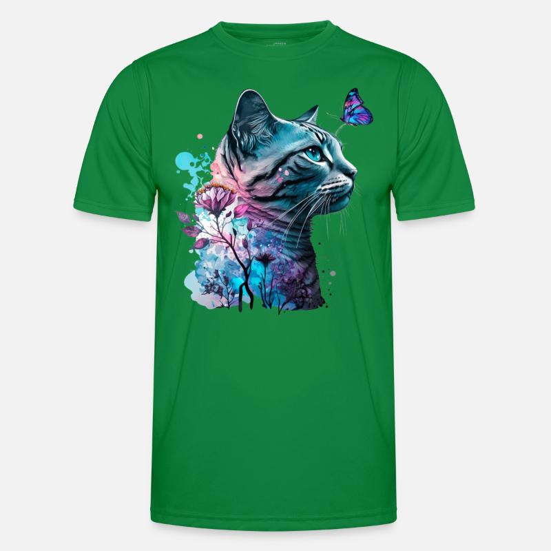 Fleur de chat et papillon T-shirt sport Homme