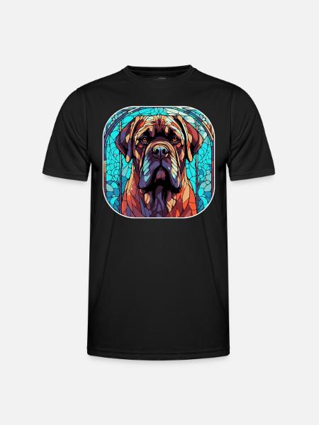 Farverig engelsk mastiff hunderace akvarel glas - Funktionsshirt til herrer - sort