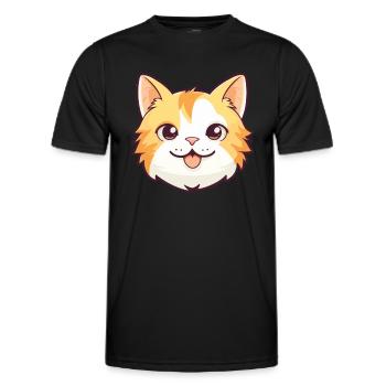 Hauskatze Cartoon Aquarell Illustration - Männer Funktions-T-Shirt - Schwarz - Vorne - AI Model Male 178 dark (178cm)