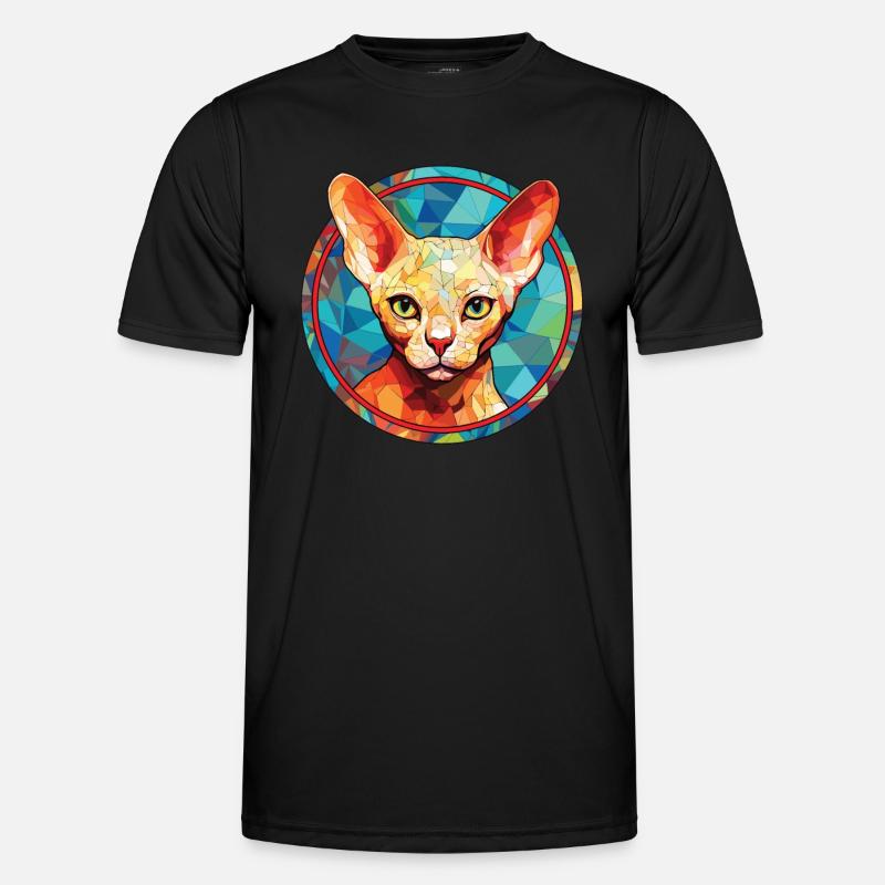 Devon Rex Katze buntes Aquarell Haustier Illustration Männer Funktions-T-Shirt