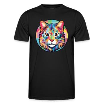 Australian Spotted Mist Cat Colorful Watercolor - Men's Functional T-Shirt - black - Front - AI Model Male 178 dark (178cm)