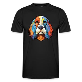 Briquet Griffon Vendéen race chien aquarelle verre - T-shirt sport Homme - noir - Devant - AI Model Male 178 dark (178cm)
