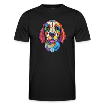 Cao De Castro Laboreiro Dog Breed Watercolor Glass - Men's Functional T-Shirt - black - Front - AI Model Male 178 dark (178cm)