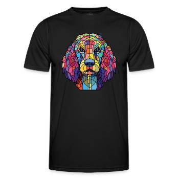Corded Poodle Dog Breed Watercolor Illustration - Men's Functional T-Shirt - black - Front - AI Model Male 178 dark (178cm)