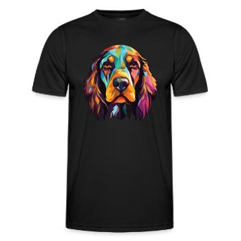 German Spaniel Dog Breed Watercolor Illustration - Men's Functional T-Shirt - black - Front - AI Model Male 178 dark (178cm)