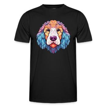 German Sheeppoodle Dog Breed Colorful Watercolor - Men's Functional T-Shirt - black - Front - AI Model Male 178 dark (178cm)