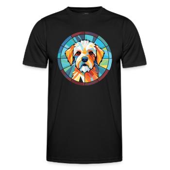 Französischer dreifarbiger Hundehund Rasse Aquarellglas - Männer Funktions-T-Shirt - Schwarz - Vorne - AI Model Male 178 dark (178cm)