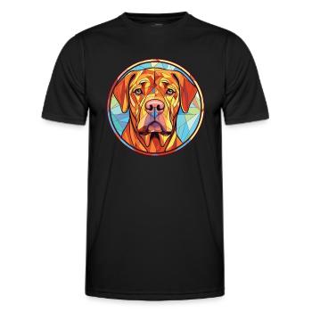 Frisian Pointing Dog Breed Watercolor Illustration - Men's Functional T-Shirt - black - Front - AI Model Male 178 dark (178cm)