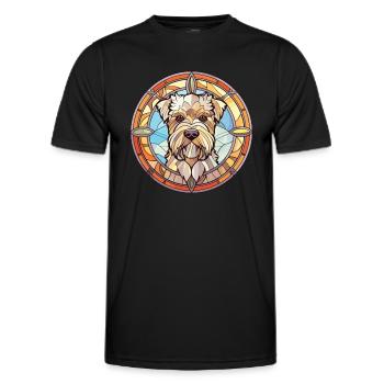 German Spaniel Dog Breed Watercolor Illustration - Men's Functional T-Shirt - black - Front - AI Model Male 178 dark (178cm)