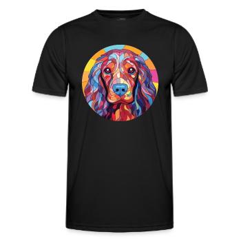 Frisian Water Dog Breed Watercolor Illustration - Men's Functional T-Shirt - black - Front - AI Model Male 178 dark (178cm)