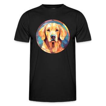 German Spitz Dog Breed Watercolor Illustration - Men's Functional T-Shirt - black - Front - AI Model Male 178 dark (178cm)