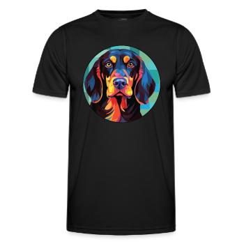 German Wirehaired Pointer Dog Breed Watercolor - Men's Functional T-Shirt - black - Front - AI Model Male 178 dark (178cm)