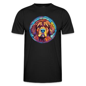 Tibetischer Mastiff Hunderasse Aquarell Illustration - Männer Funktions-T-Shirt - Schwarz - Vorne - AI Model Male 178 dark (178cm)