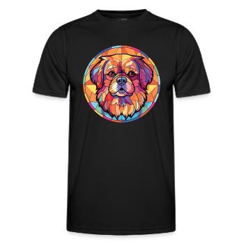 Tibetische Spaniel-Hunderasse Aquarell-Illustration - Männer Funktions-T-Shirt - Schwarz - Vorne - AI Model Male 178 dark (178cm)