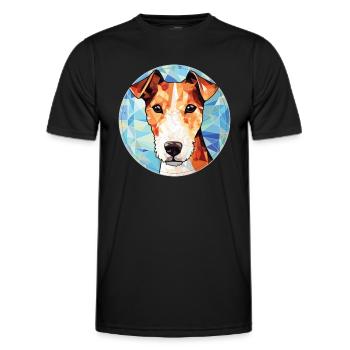 Foxterrier glatte Hunderasse buntes Aquarell - Männer Funktions-T-Shirt - Schwarz - Vorne - AI Model Male 178 dark (178cm)