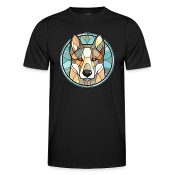 Sibérie orientale Laika chien race aquarelle colorée - T-shirt sport Homme - noir - Devant - AI Model Male 178 dark (178cm)